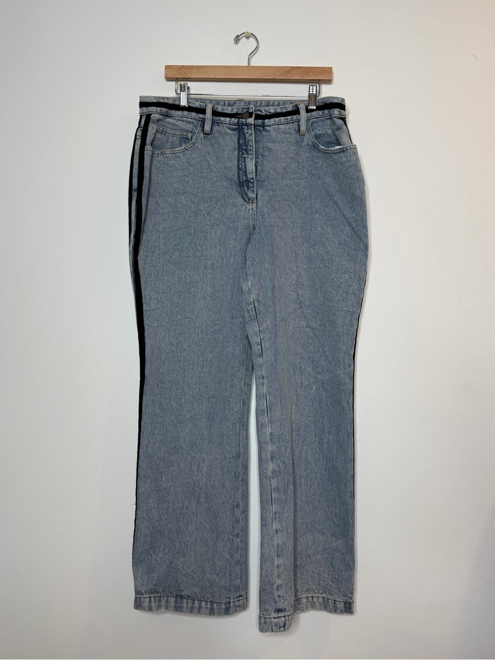 Vintage 90s Newport News Jeanology Collection Varsity Side Stripe Wide Leg Jeans